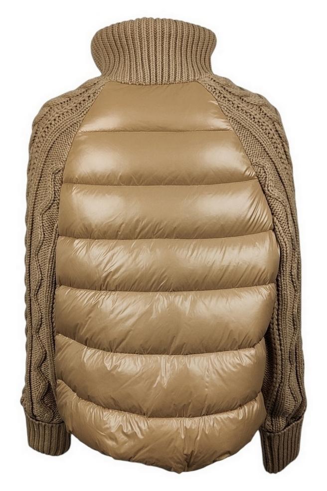 Piumino donna cammello in piuma e lana