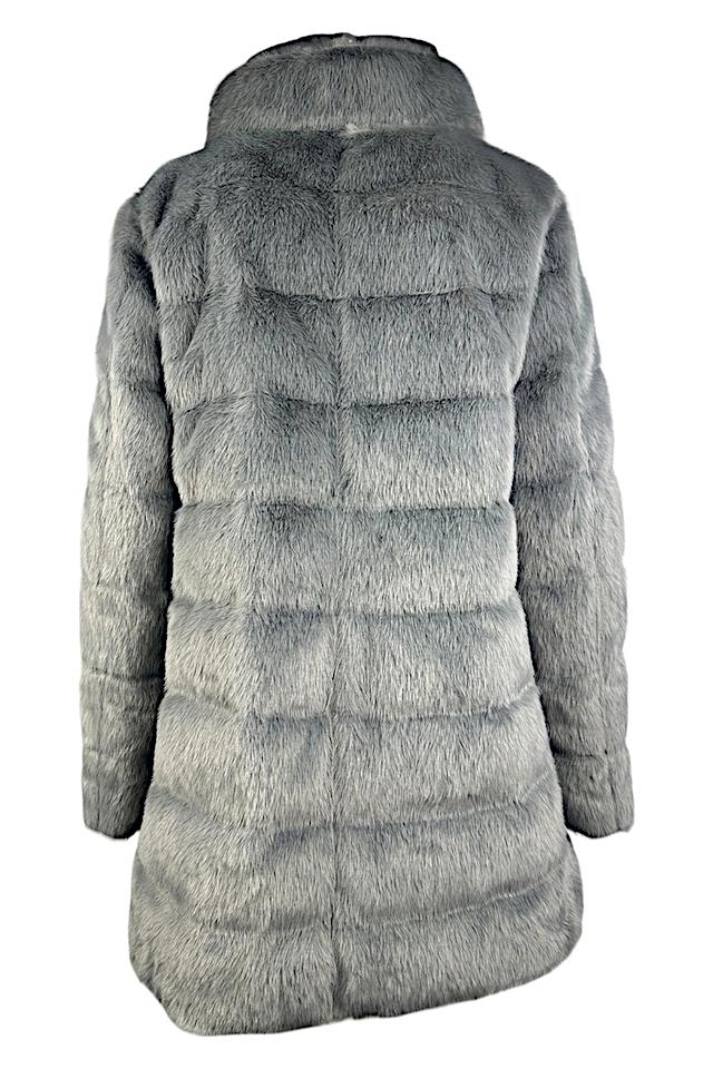 piumino donna in ecopelliccia grigio