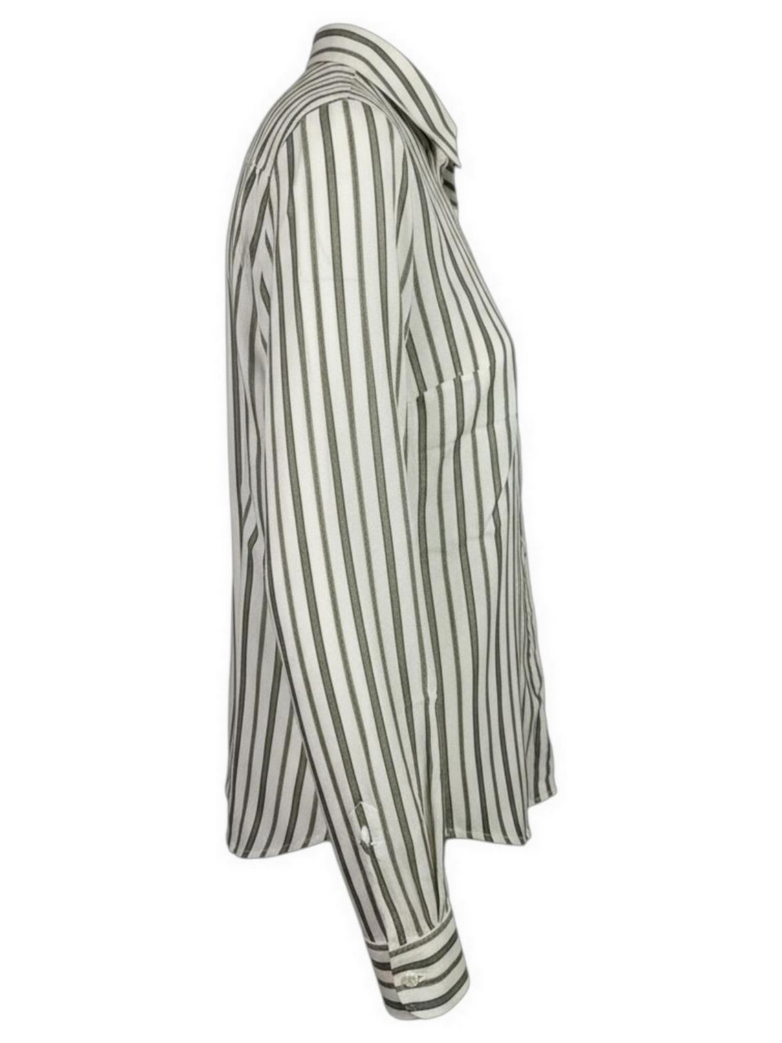 camicia donna righe lurex bianco e verde