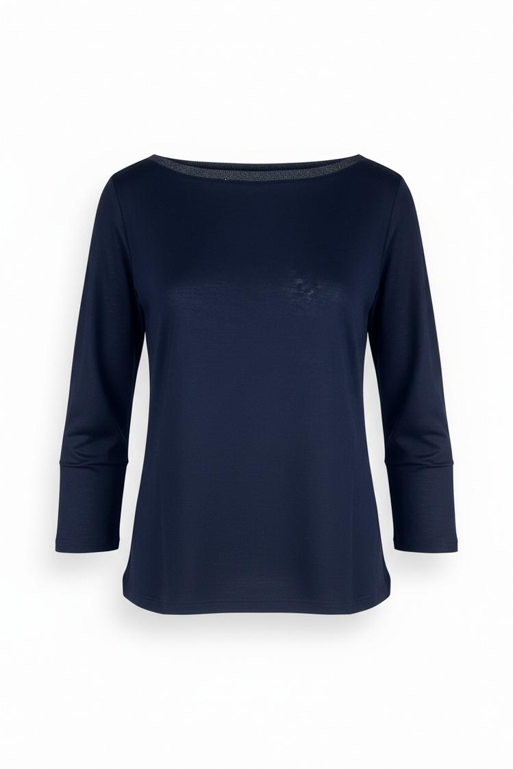 t-shirt donna manica 3/4 dettagli lurex blu