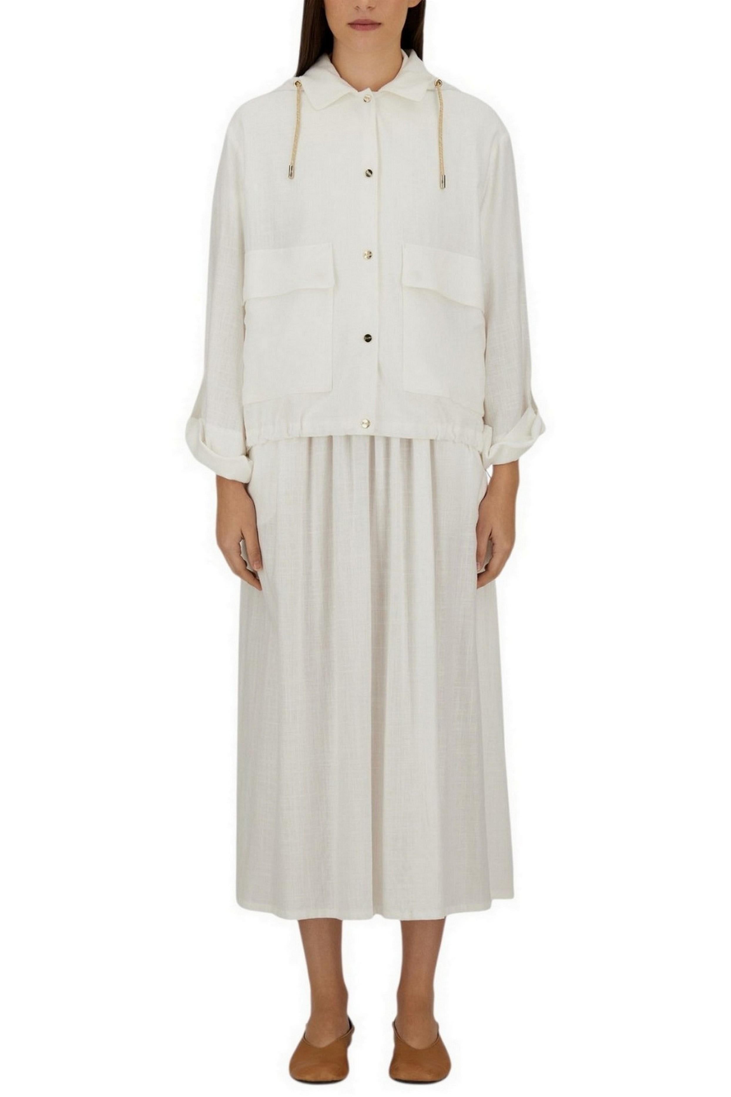 bomber donna in lino e viscosa bianco