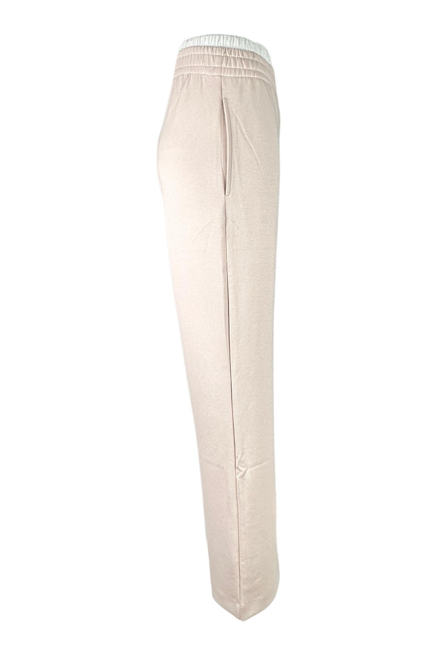 pantalone donna in modal con doppia vita rosa