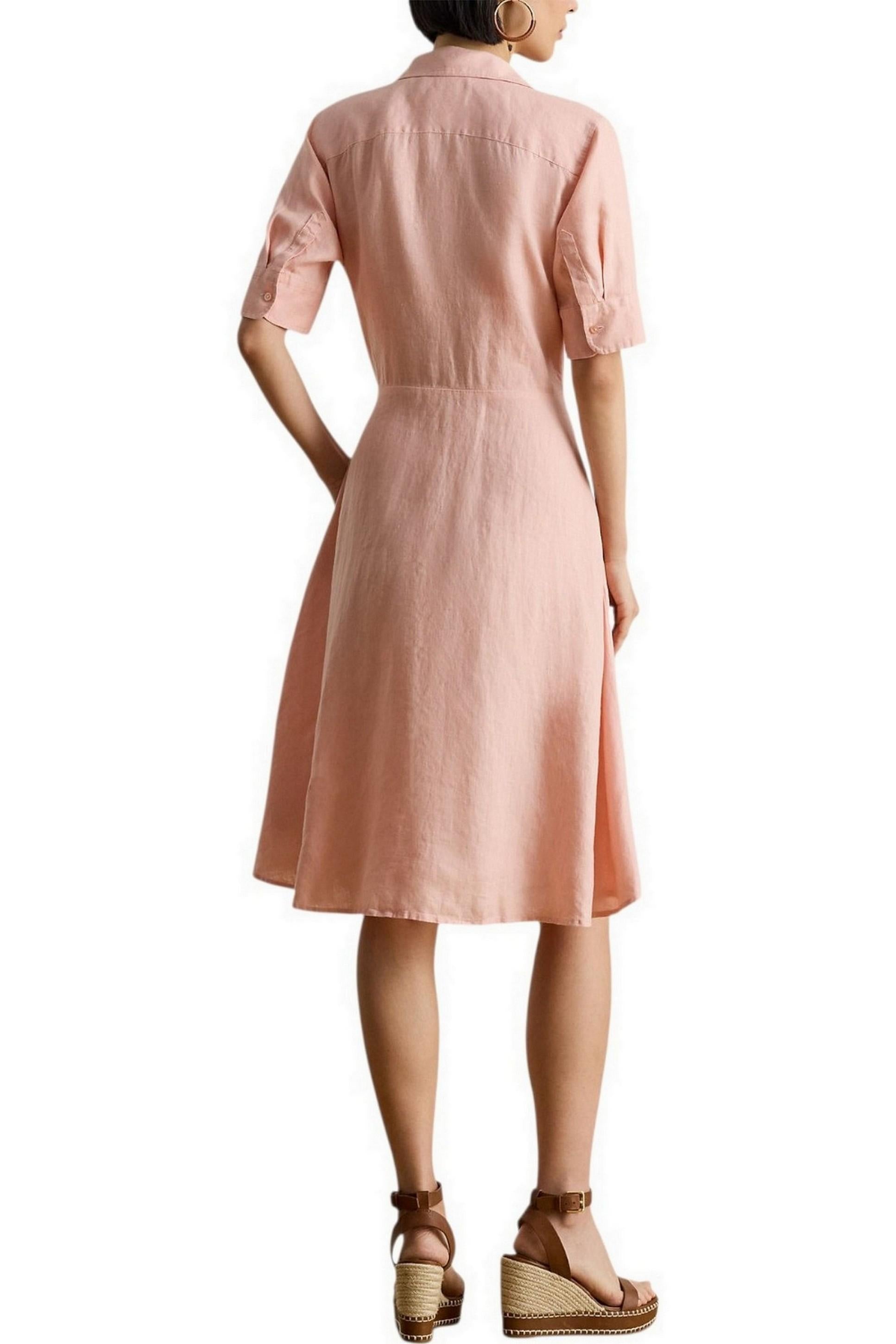 chemisier donna in lino con nodo rosa