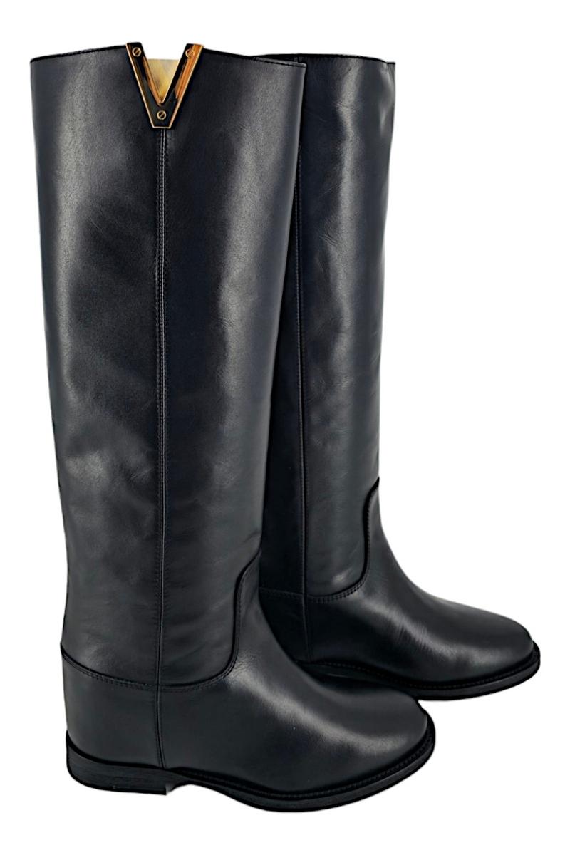 stivale donna in pelle nero