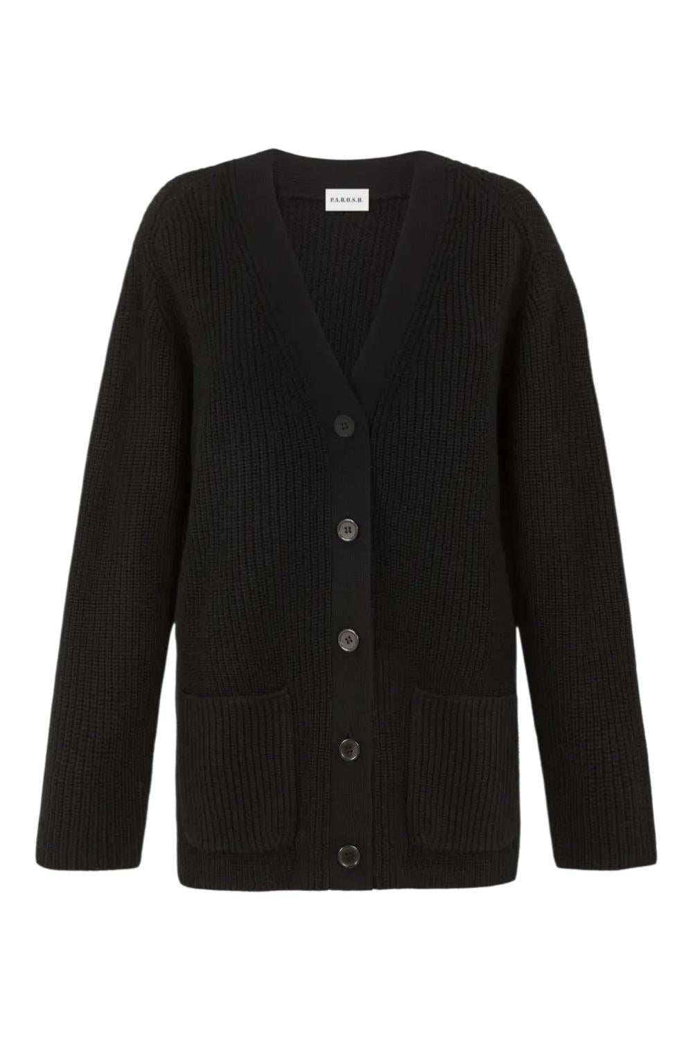 cardigan donna a coste nero