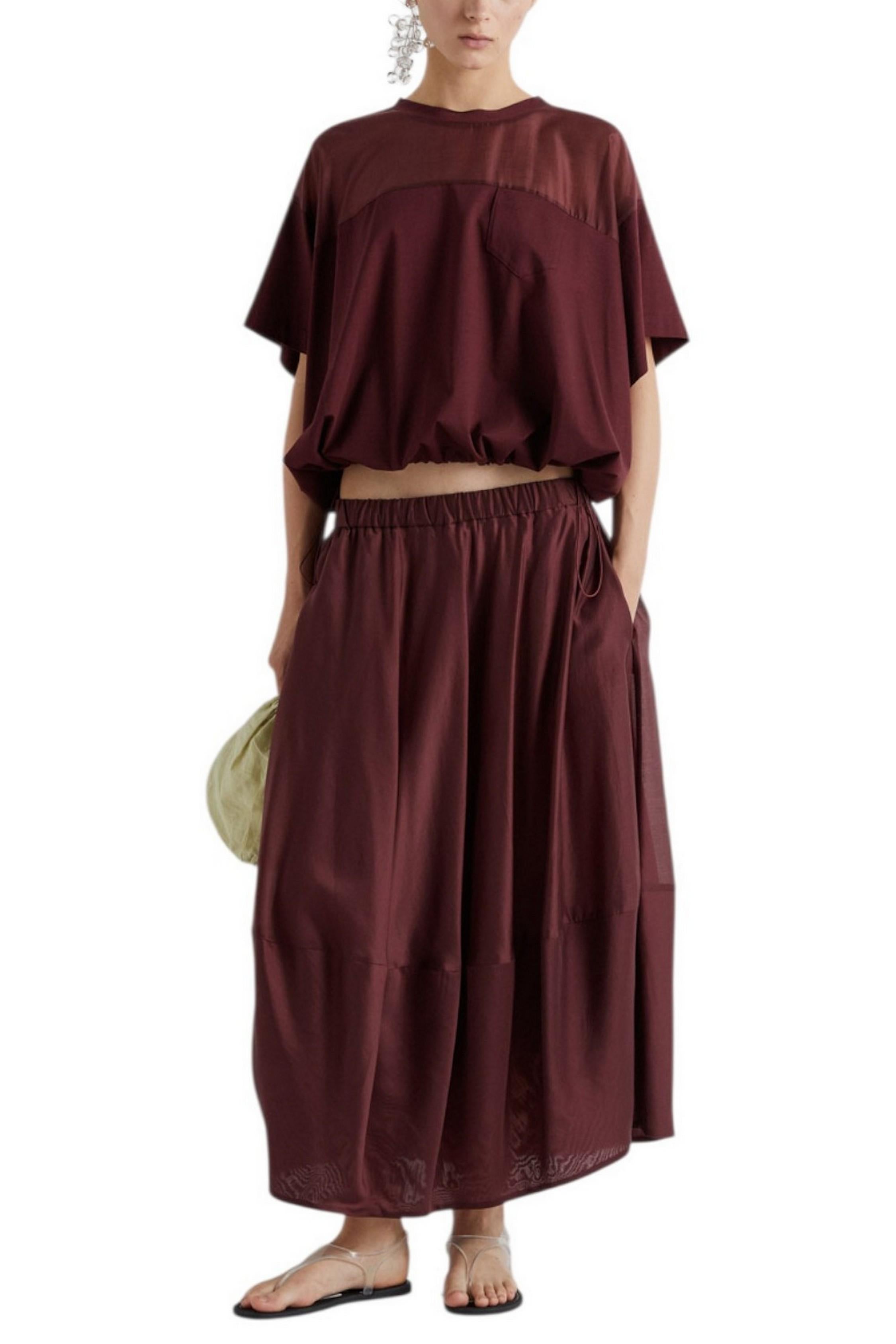 gonna donna in mussola bordeaux