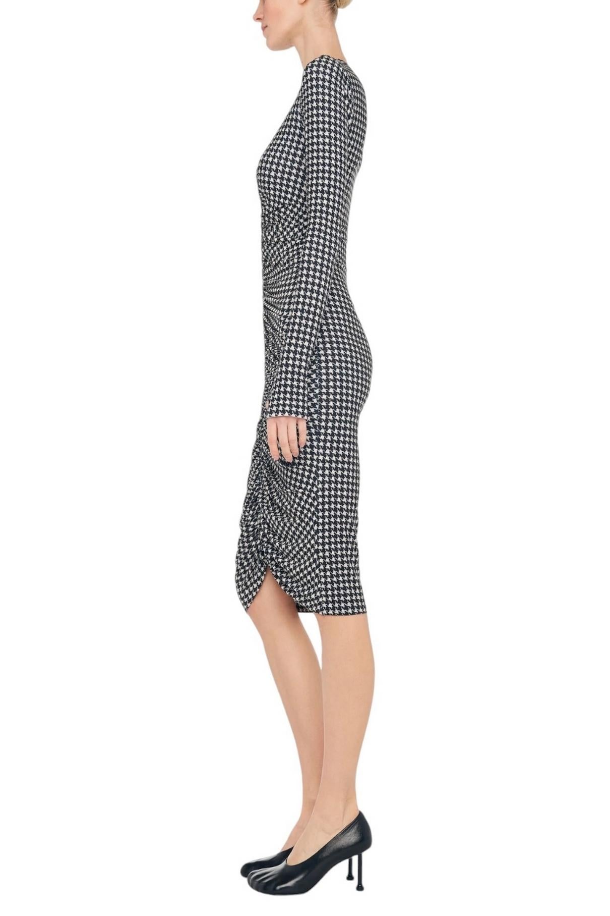 abito donna in jersey pied de poulet grigio e nero