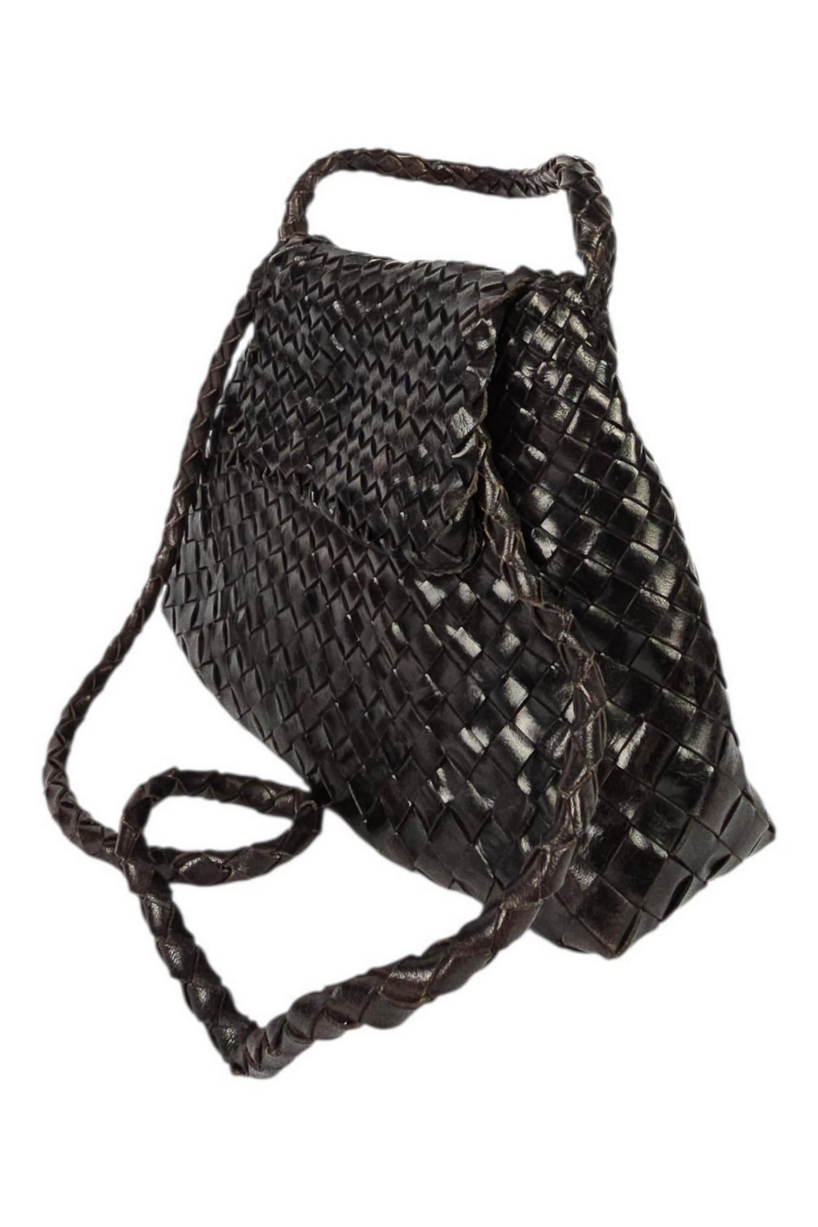 doctor bag donna in pelle intrecciata marrone.