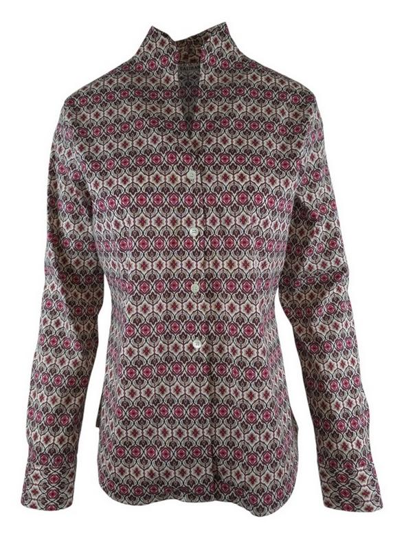 camicia donna fantasia rosa e bordeau