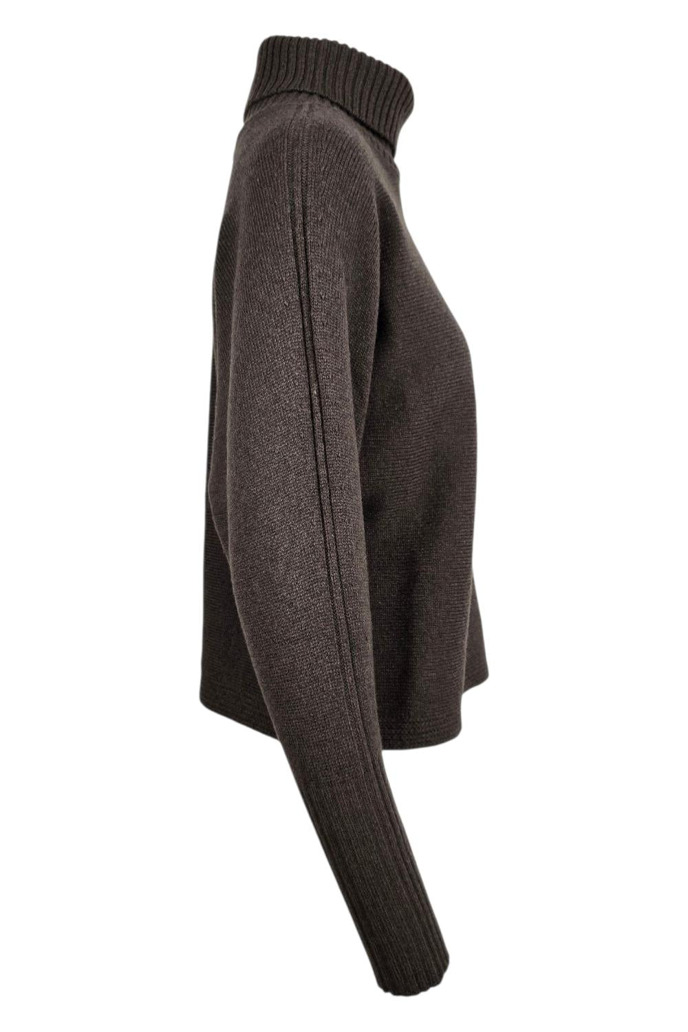 maglia donna dolcevita corta marrone