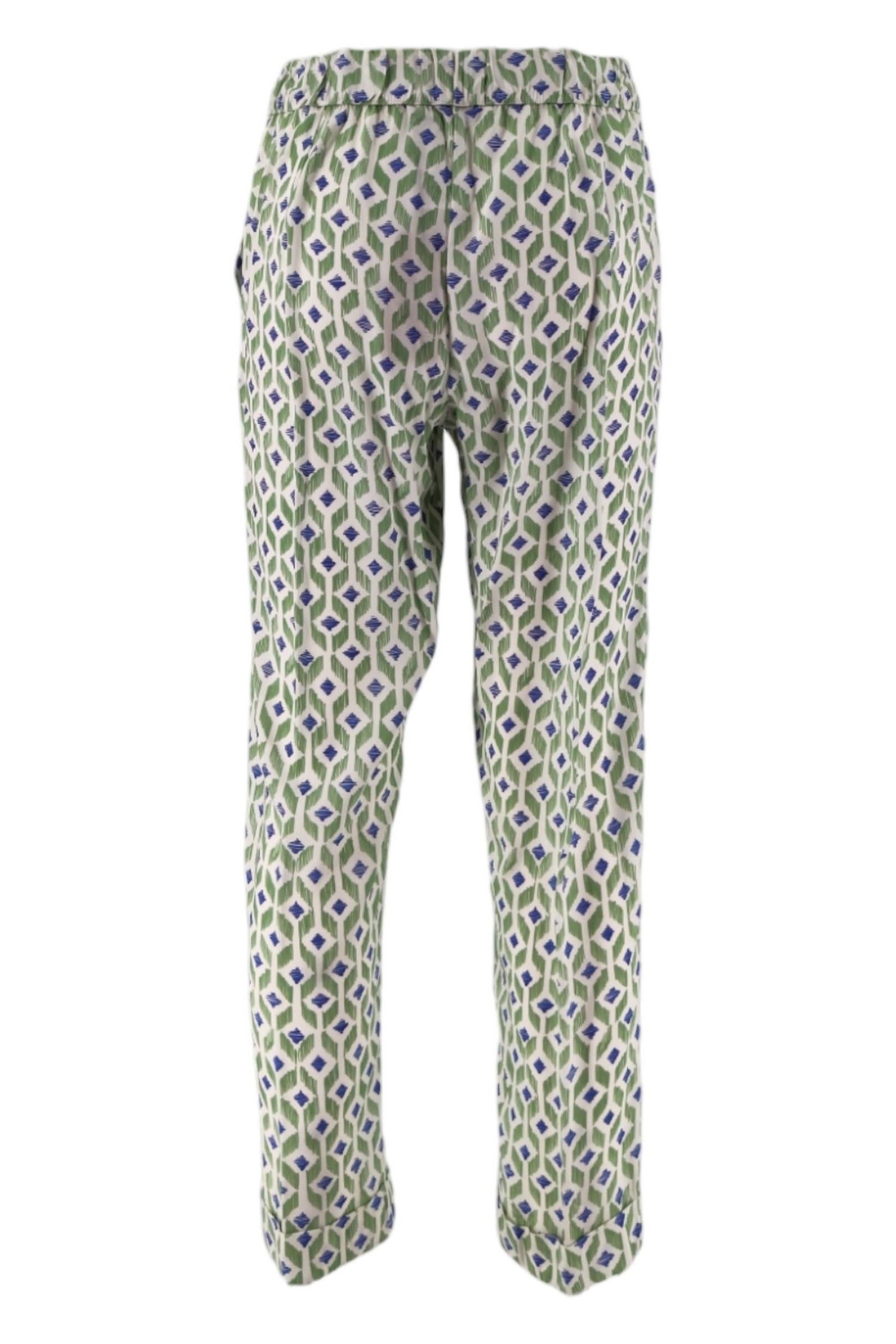 Pantalone Verde/bianco/viola