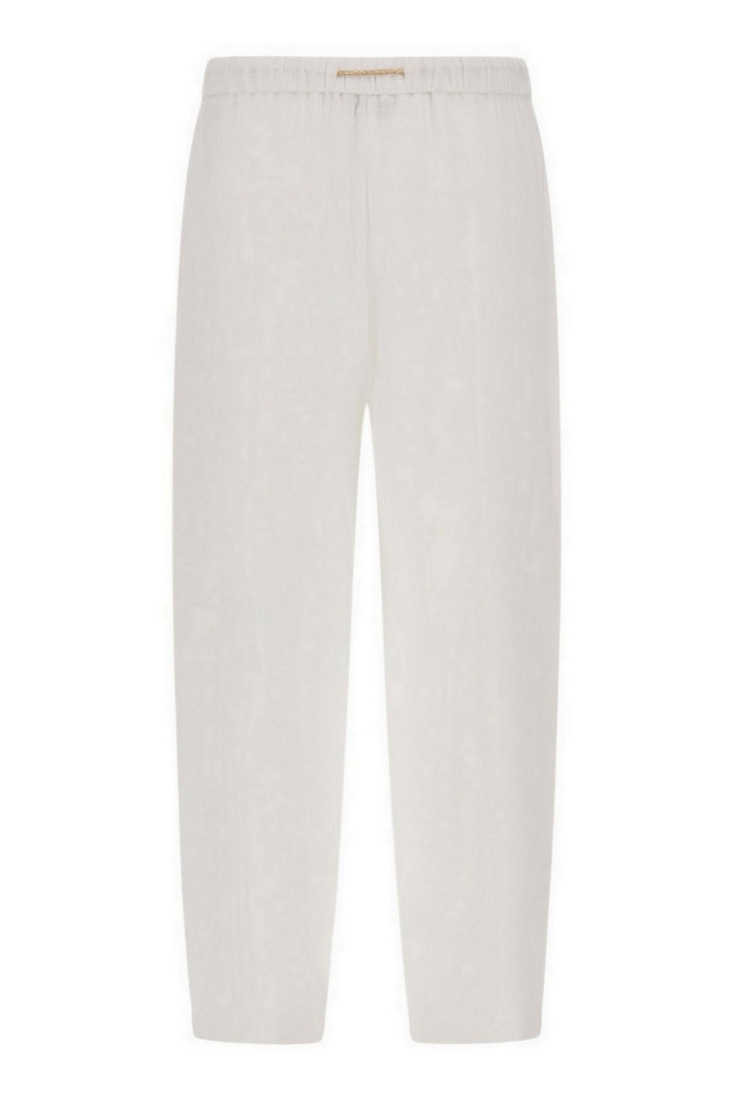 pantalone donna in lino e viscosa bianco e oro