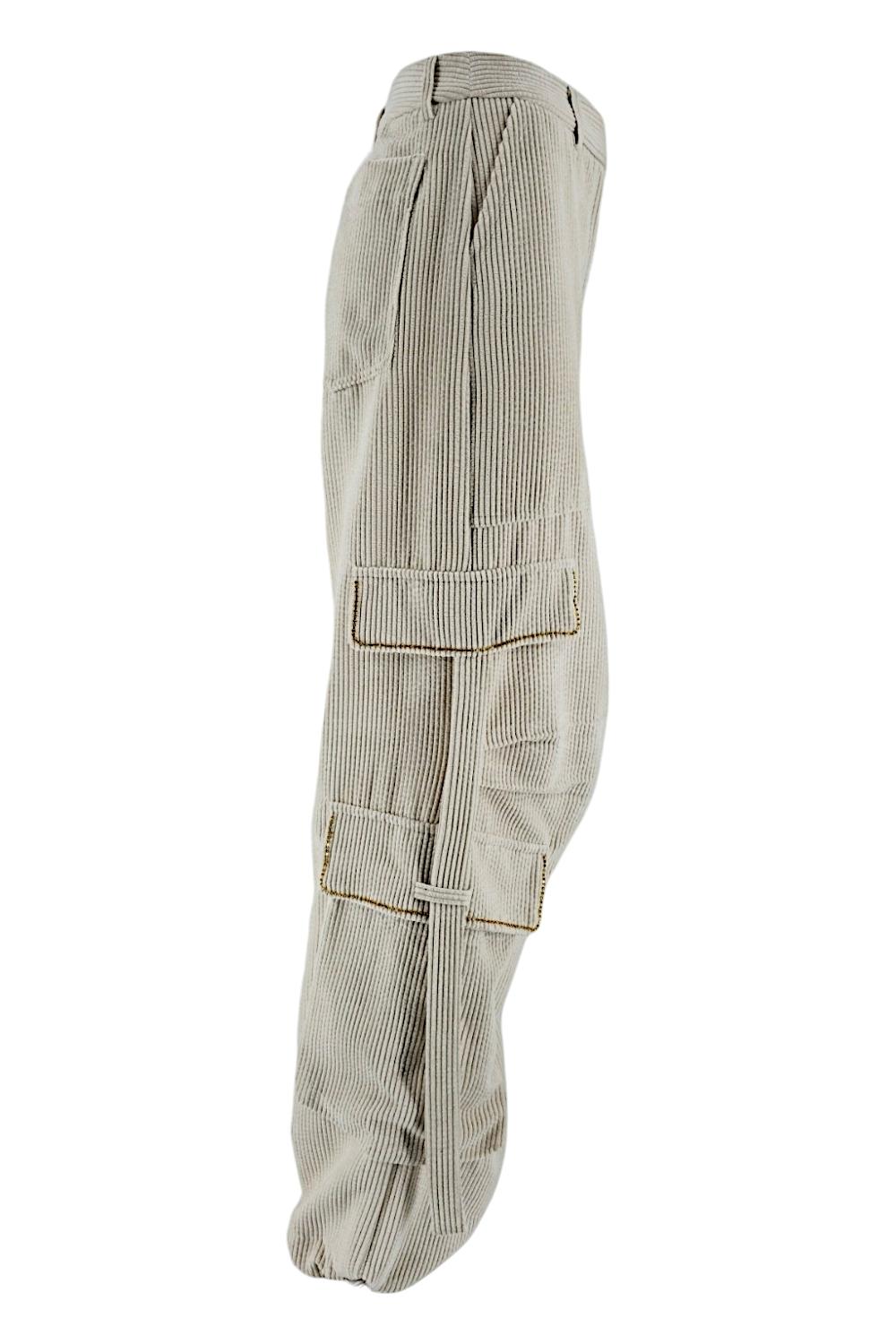 pantalone donna cargo panna