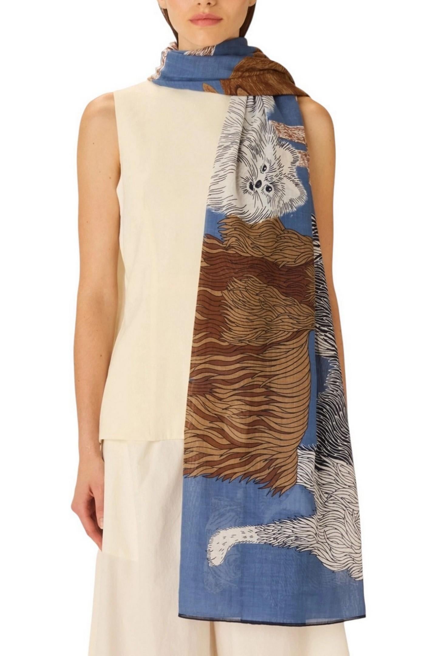 sciarpa donna 100x190 fantasia toutou blu
