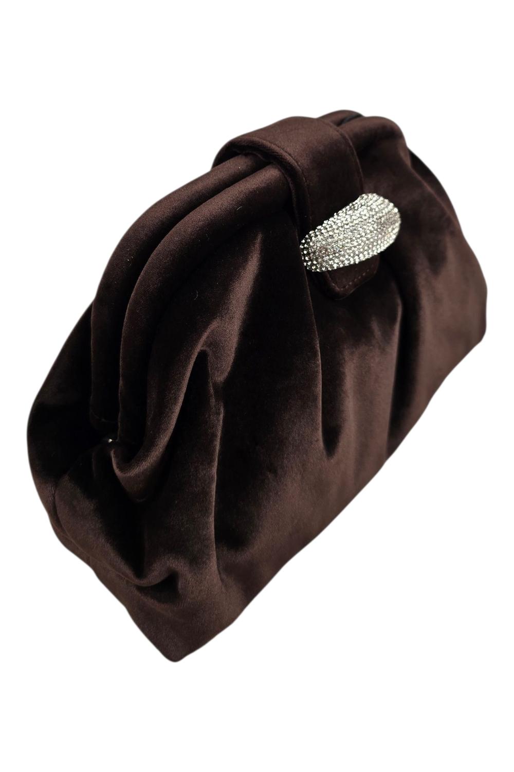 clutch donna in velluto marrone