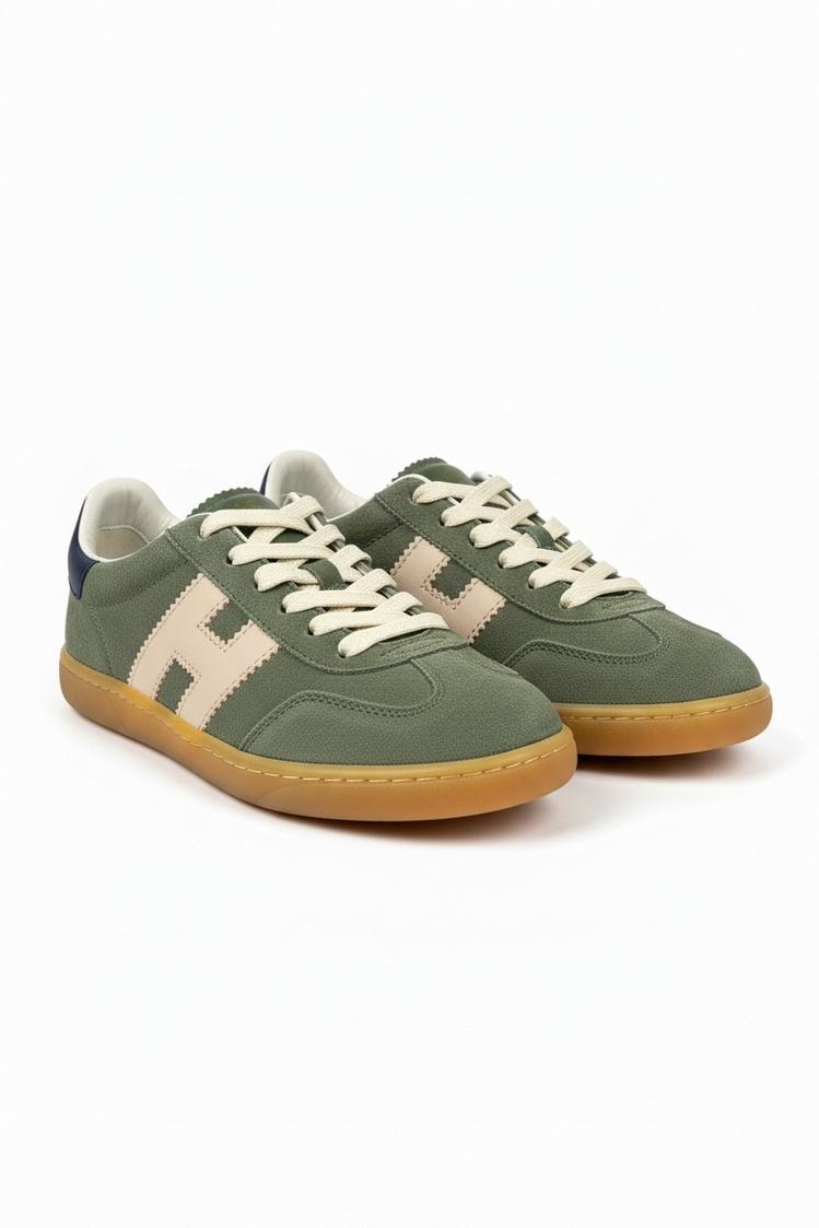 sneakers donna cool camoscio militare e rosa