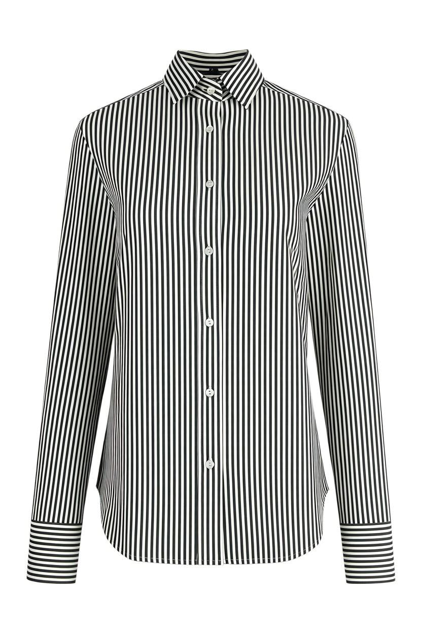 camicia donna in tessuto active a righe bianco e marrone