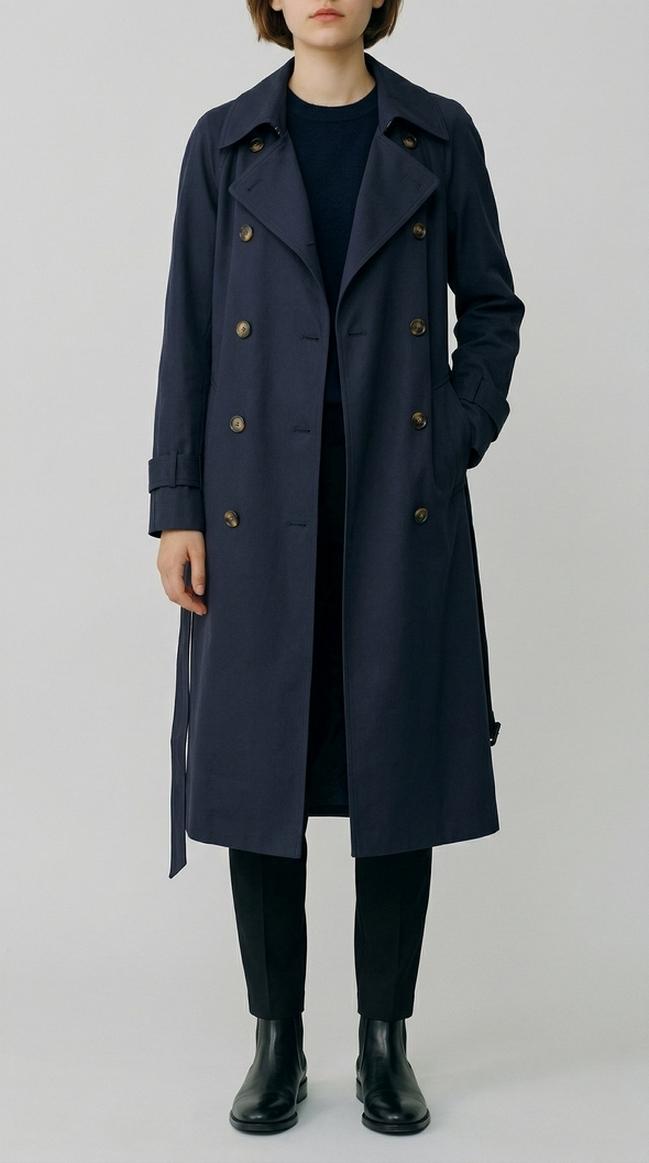 trench donna in twill di viscosa blu