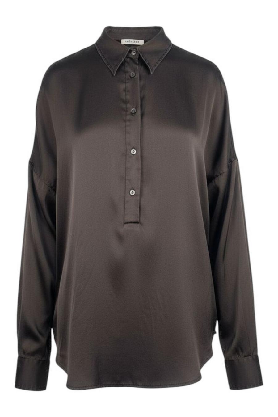 camicia donna over in seta marrone
