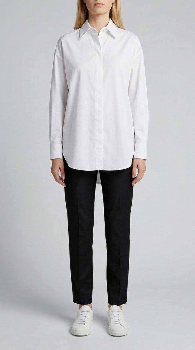 camicia donna con voile nella schiena bianco