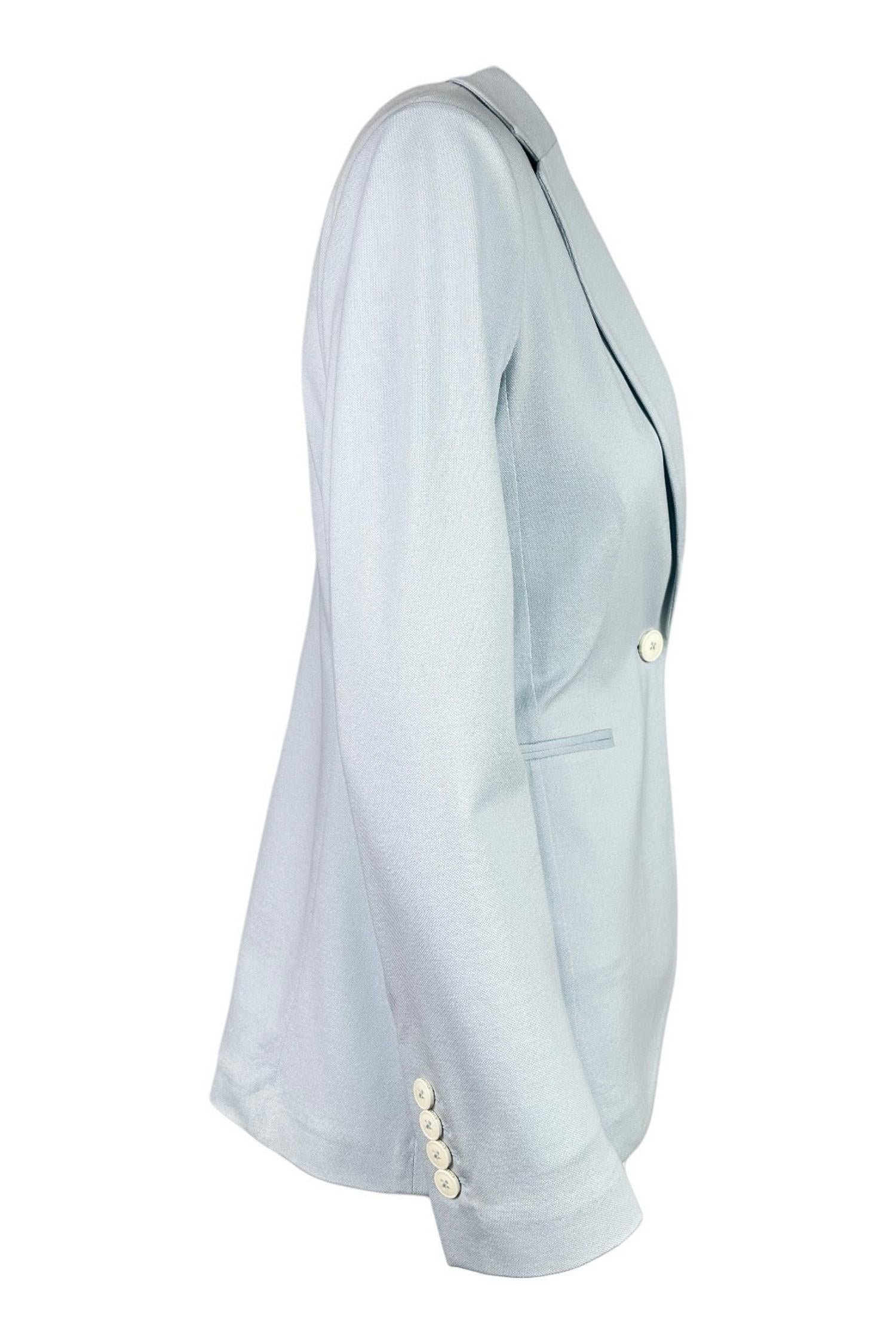 giacca donna monopetto piquet azzurro