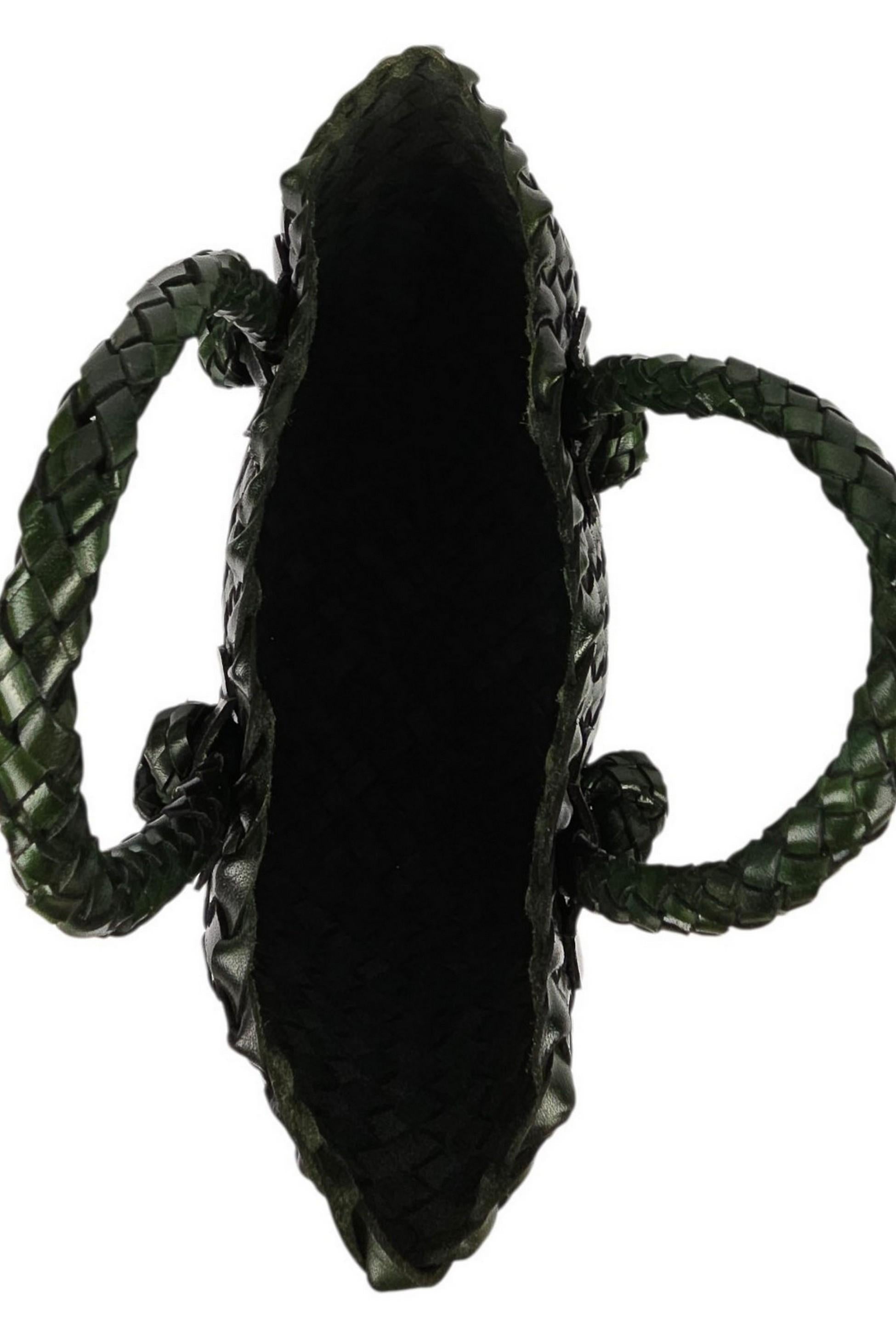 shopping donna piccola in pelle intrecciata verde