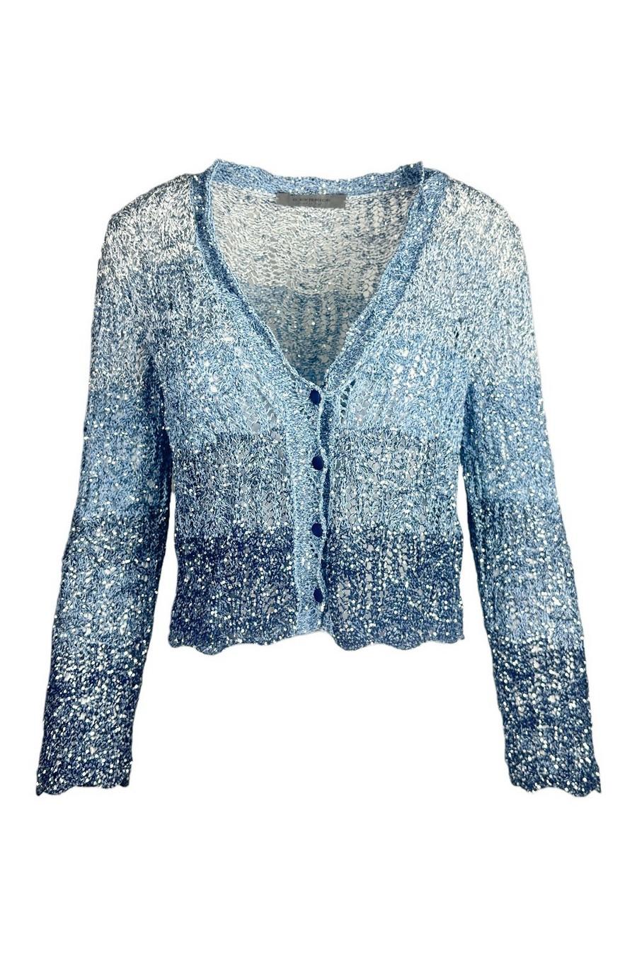 cardigan donna con paillettes sfumate blu