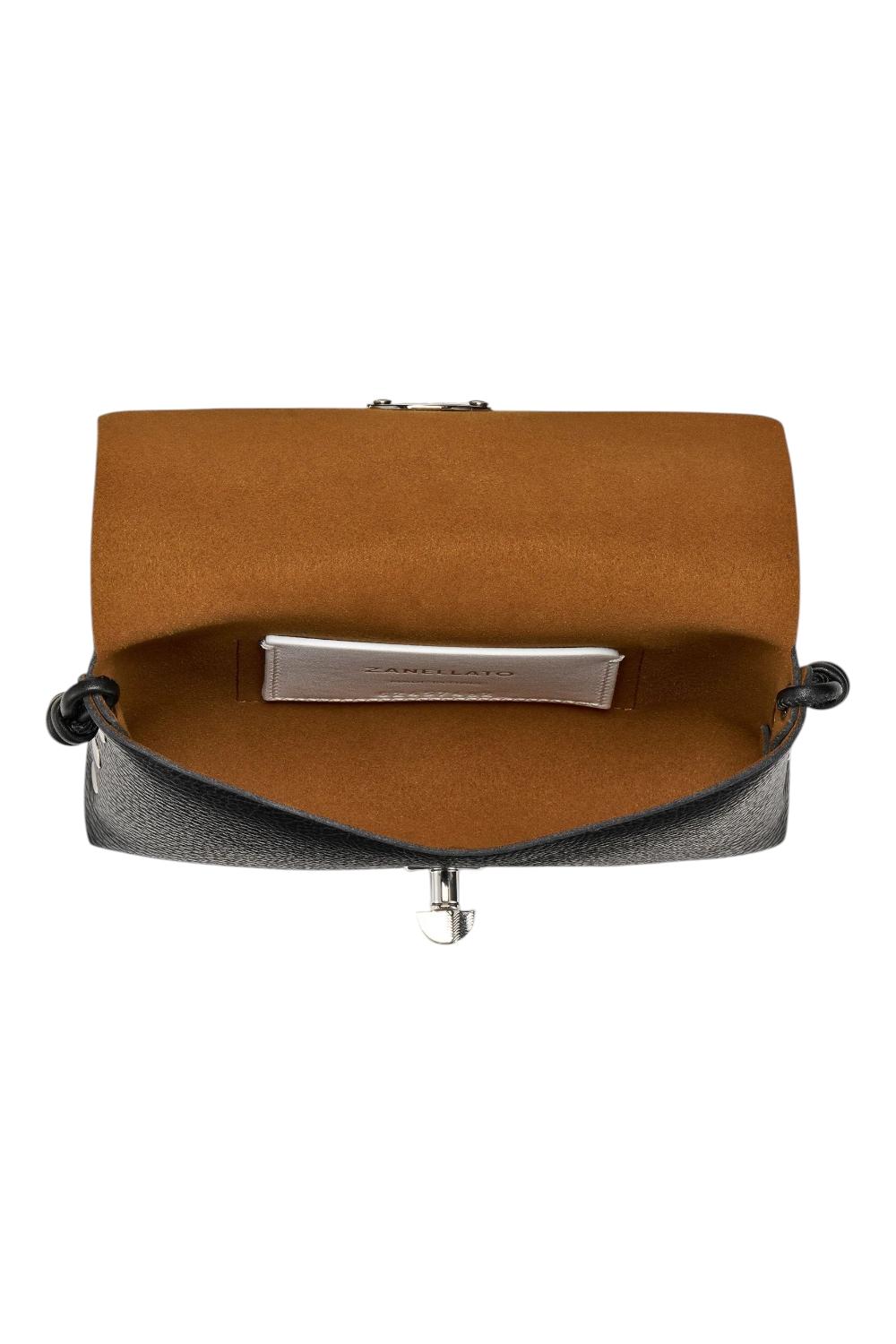 tracollina donna lettera in pelle daily nero