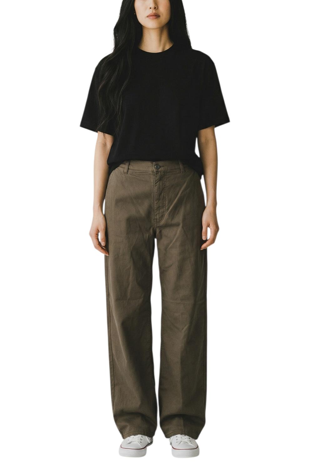 pantalone donna largo con pinces marrone