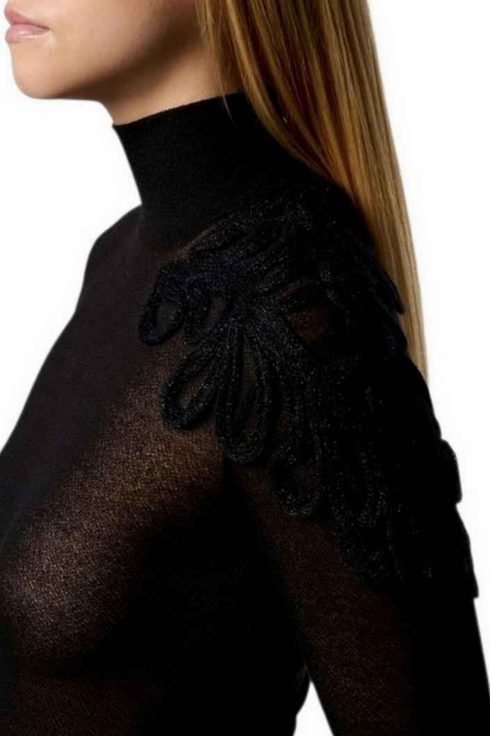 lupetto donna con applicazioni nero