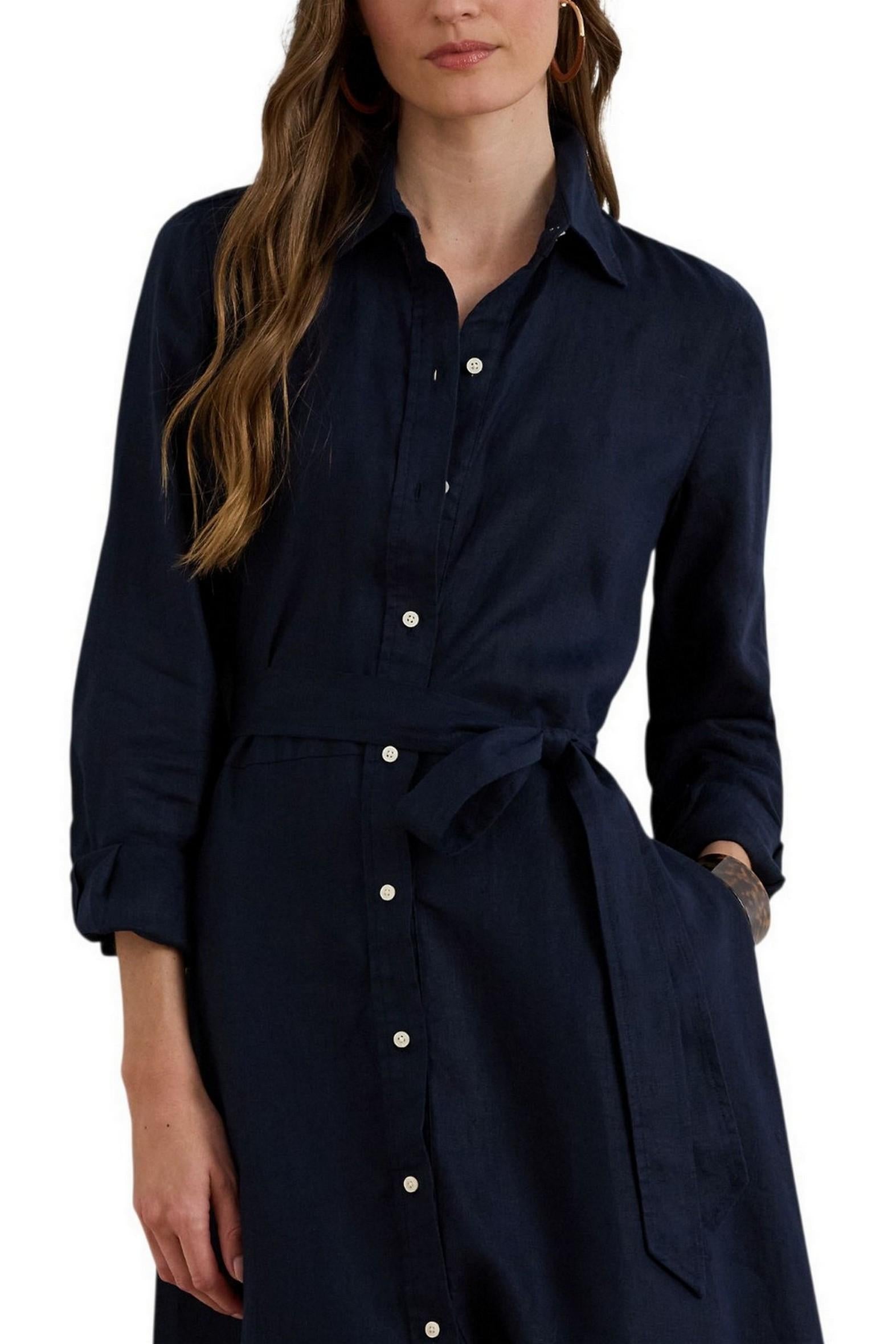 chemisier donna in lino blu