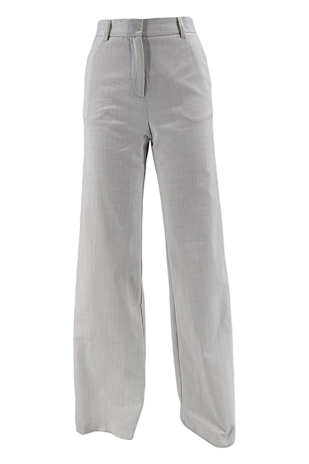 Jeans donna a palazzo bianco