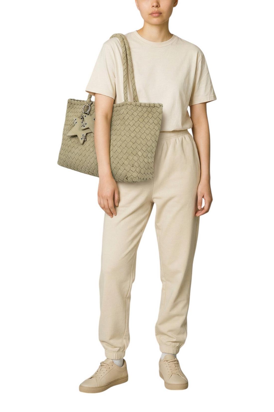 shopping donna in eco-daino intrecciato sabbia