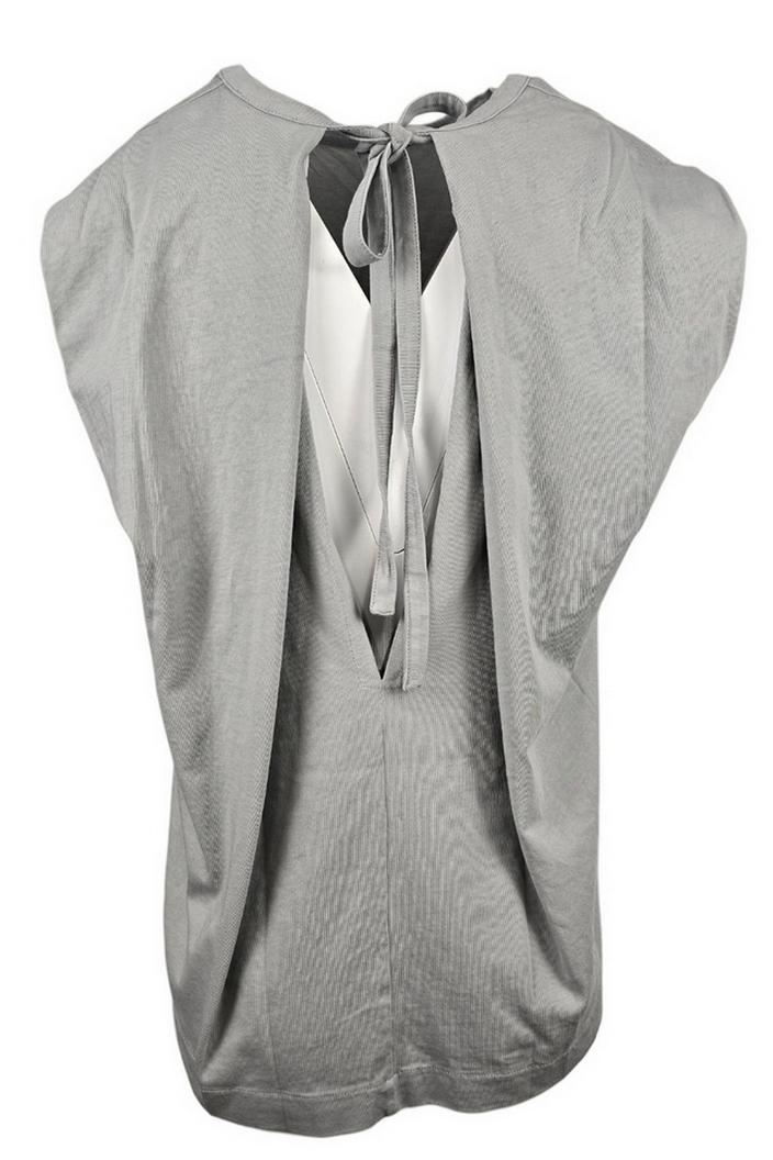 t-shirt donna con aperura nella schiena grigio