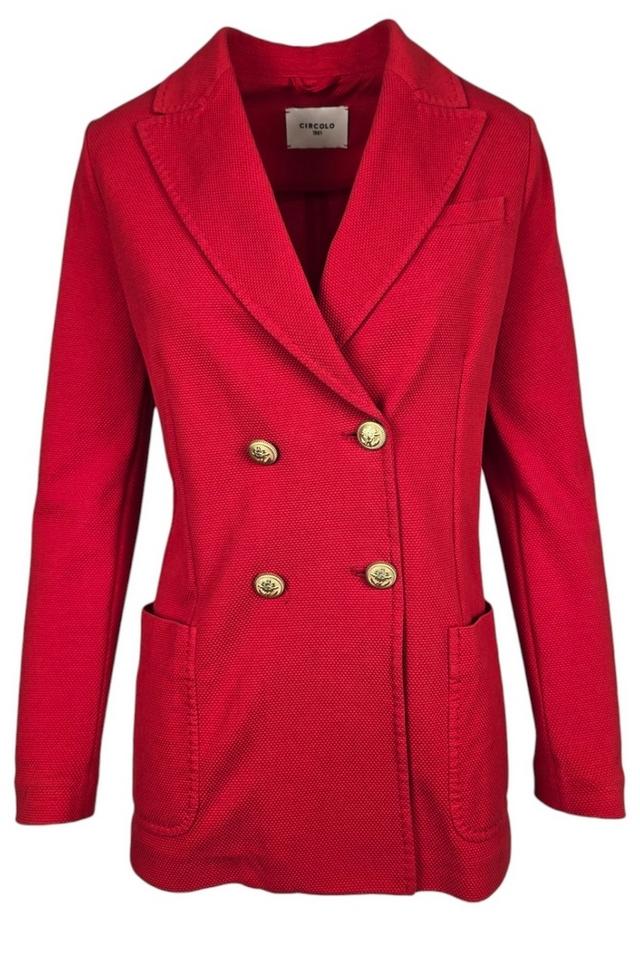 giacca donna doppiopetto in piquet rosso