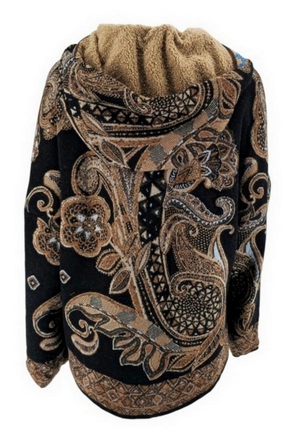 caban donna fantasia cachemire nero e marrone