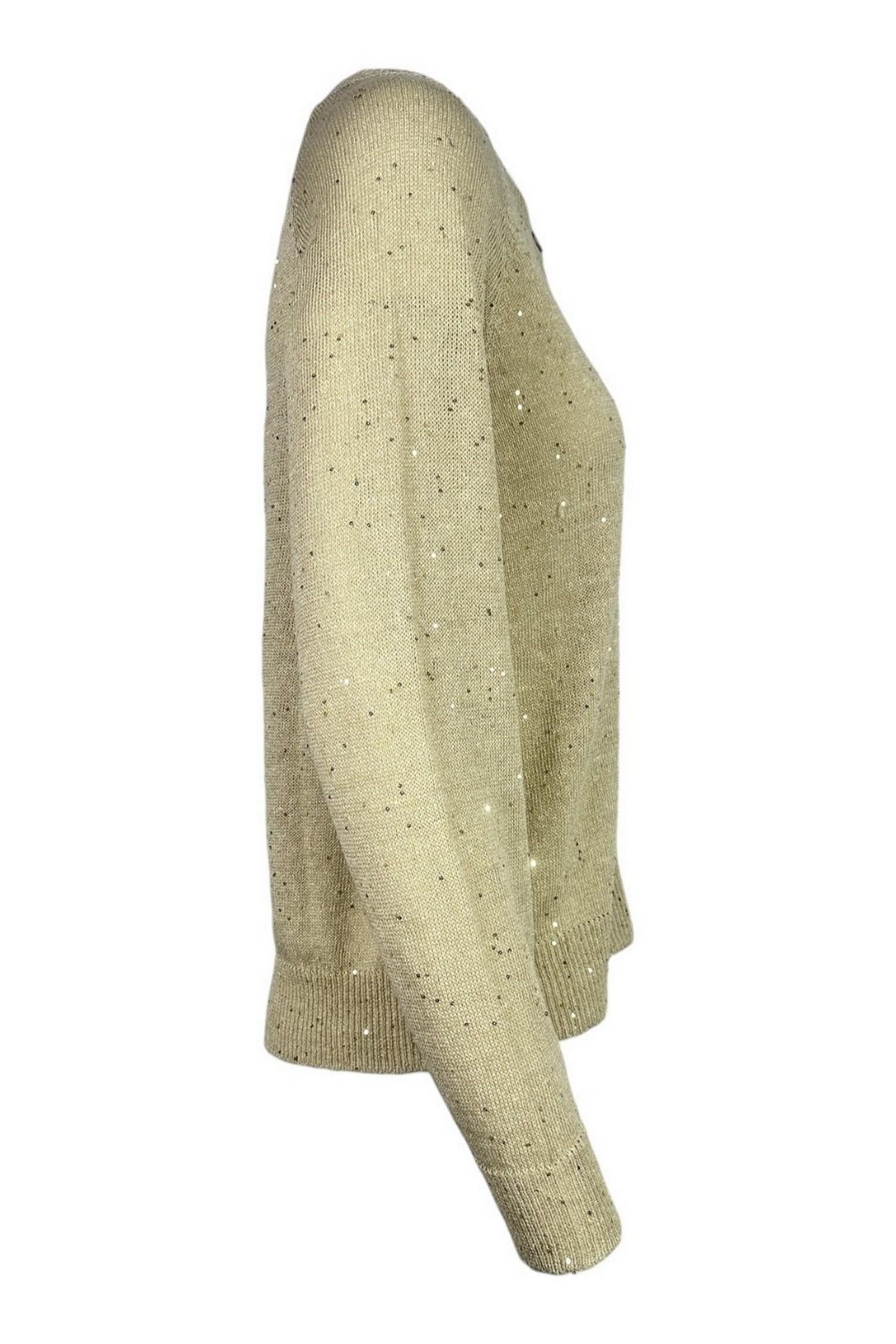 cardigan donna con paillettes sabbia