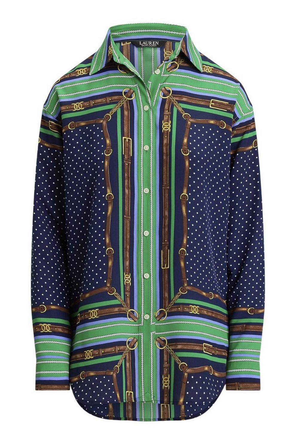 camicia donna fantasia foulard blu e verde