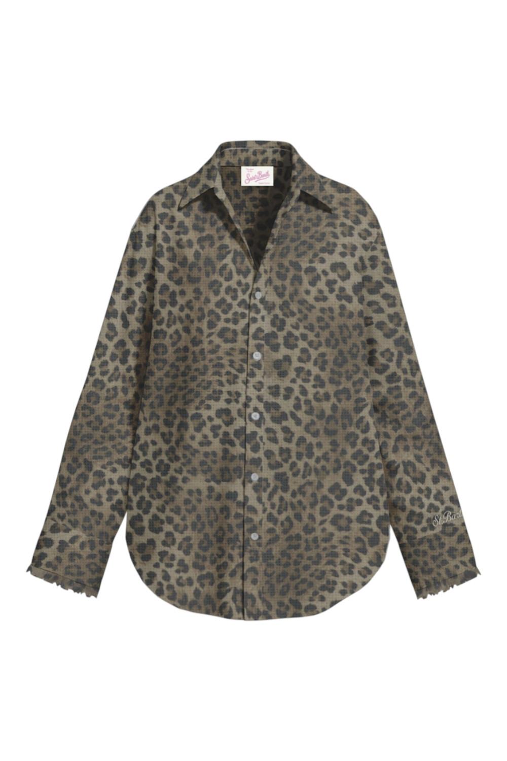 camicia maculata in lino