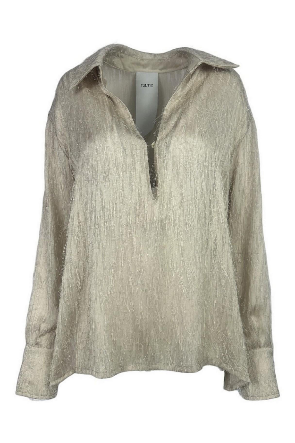 camicia donna tortora con piume