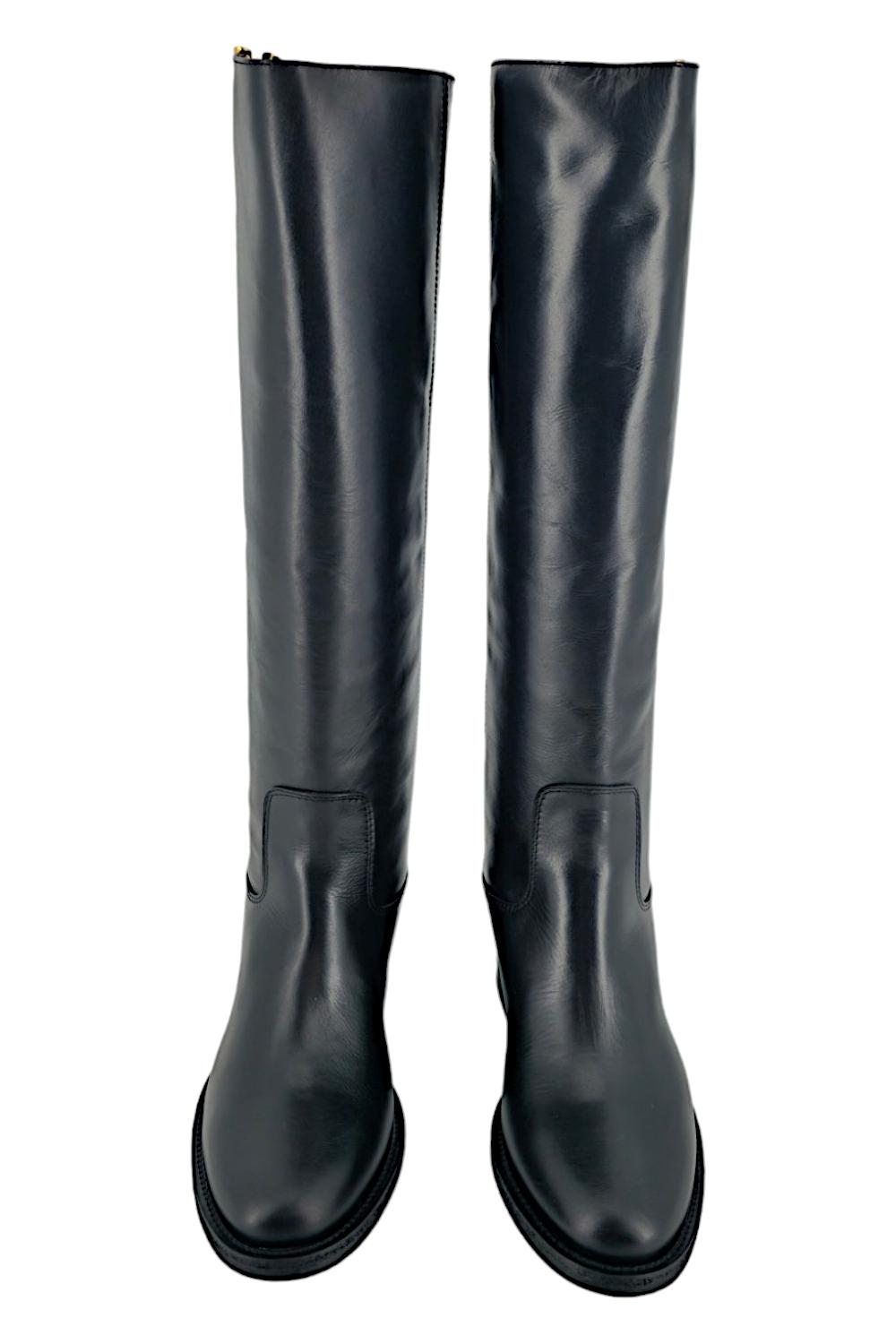 stivale donna in pelle nero