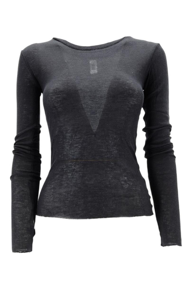 T-shirt donna girocollo in jersey nero