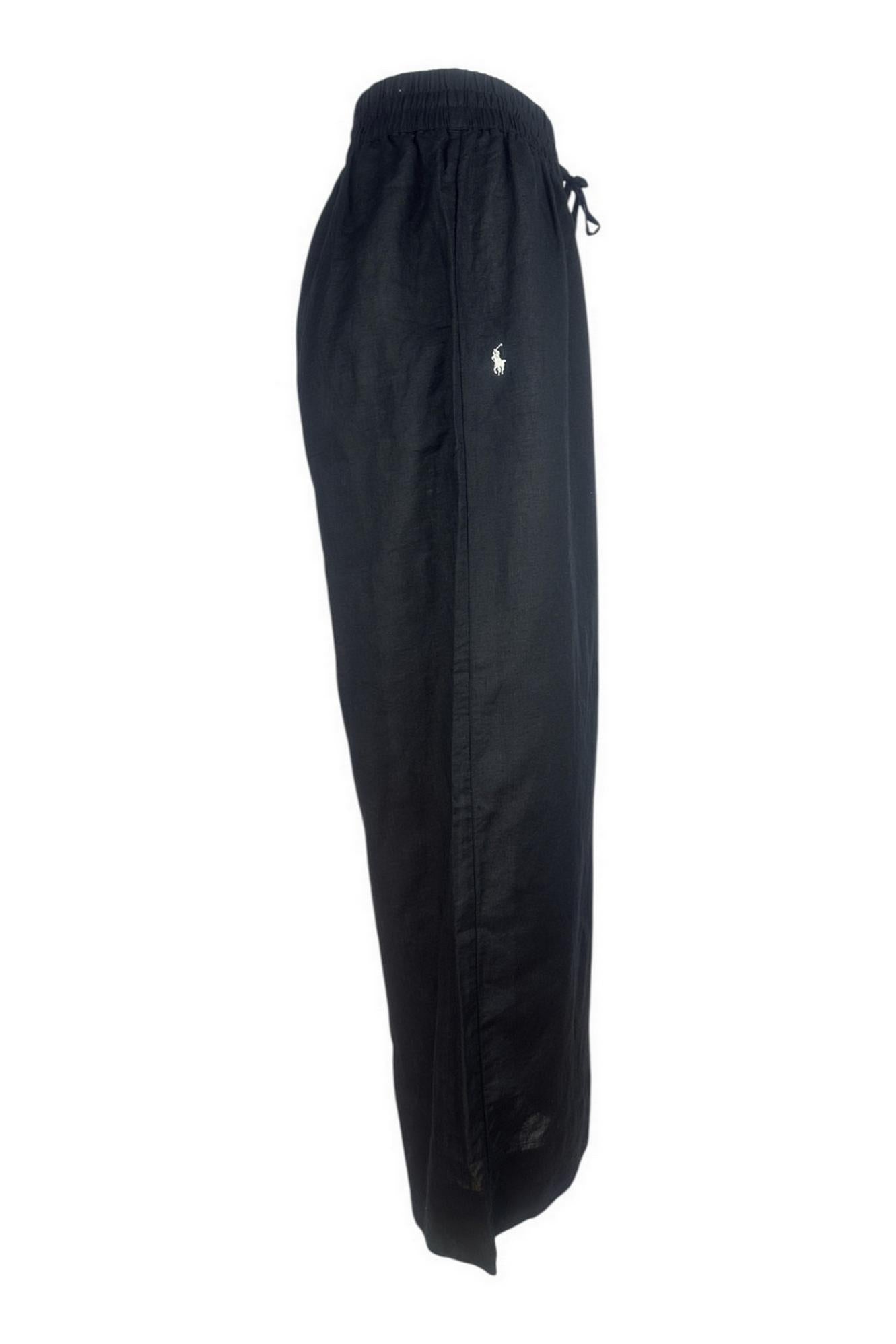 pantalone donna in lino nero