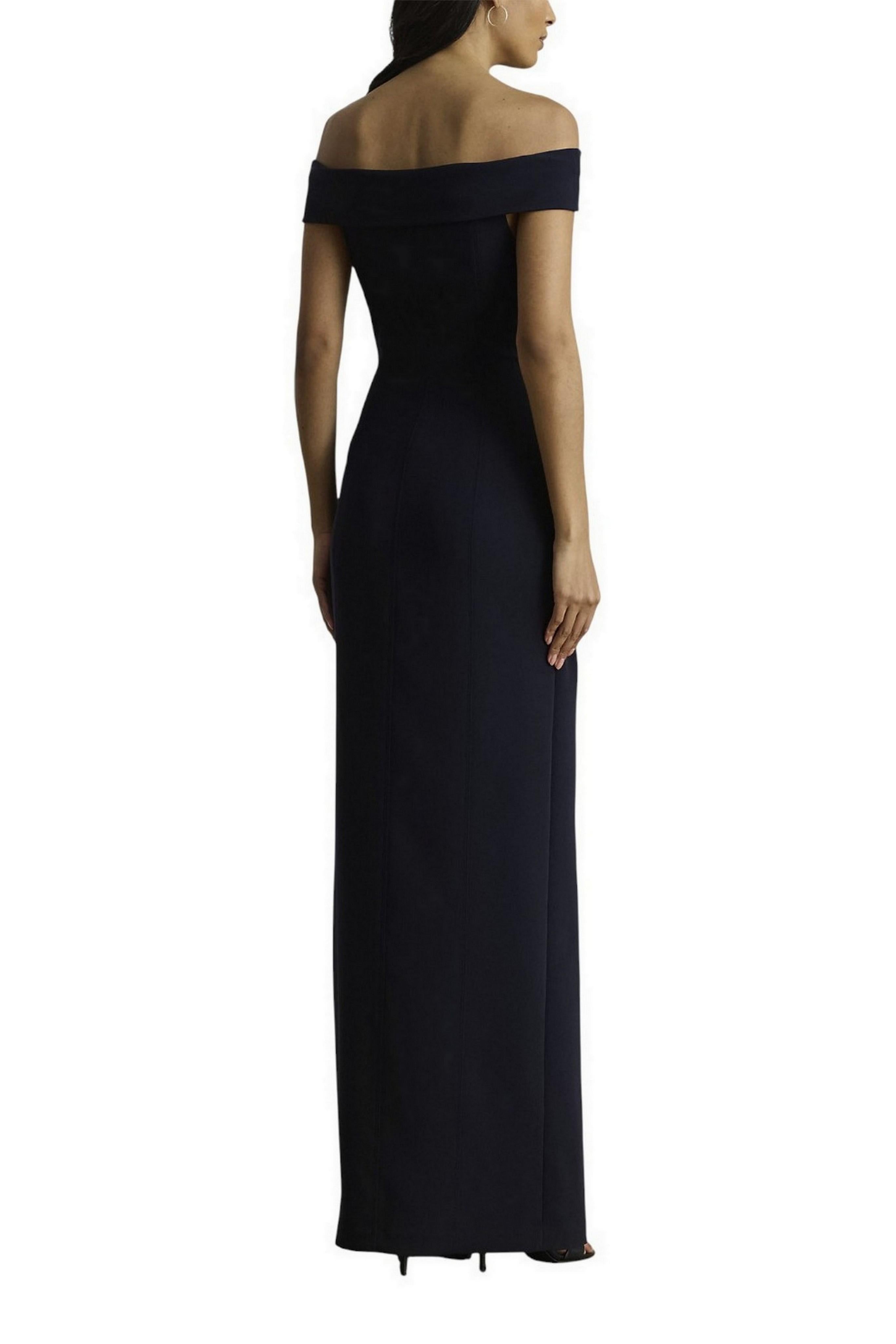 abito donna lungo con spalle scoperte blu
