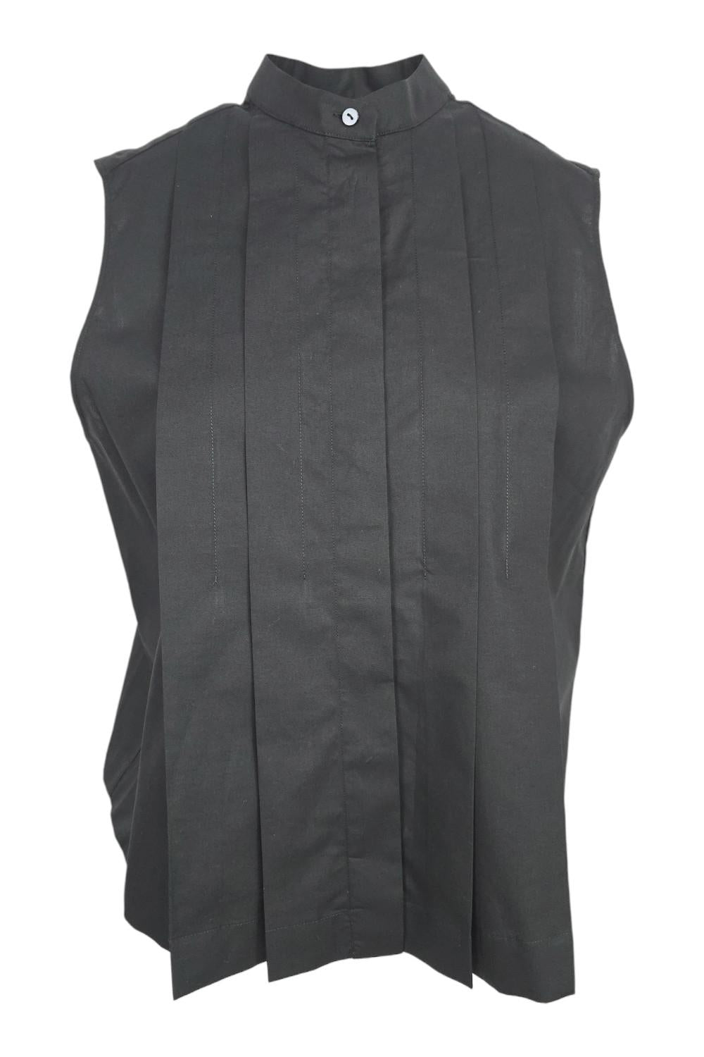 camicia donna senza maniche pieghe nero