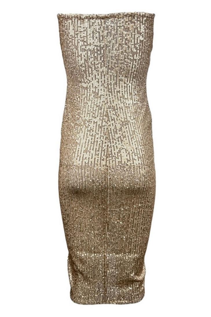 tubino donna con paillettes cipria