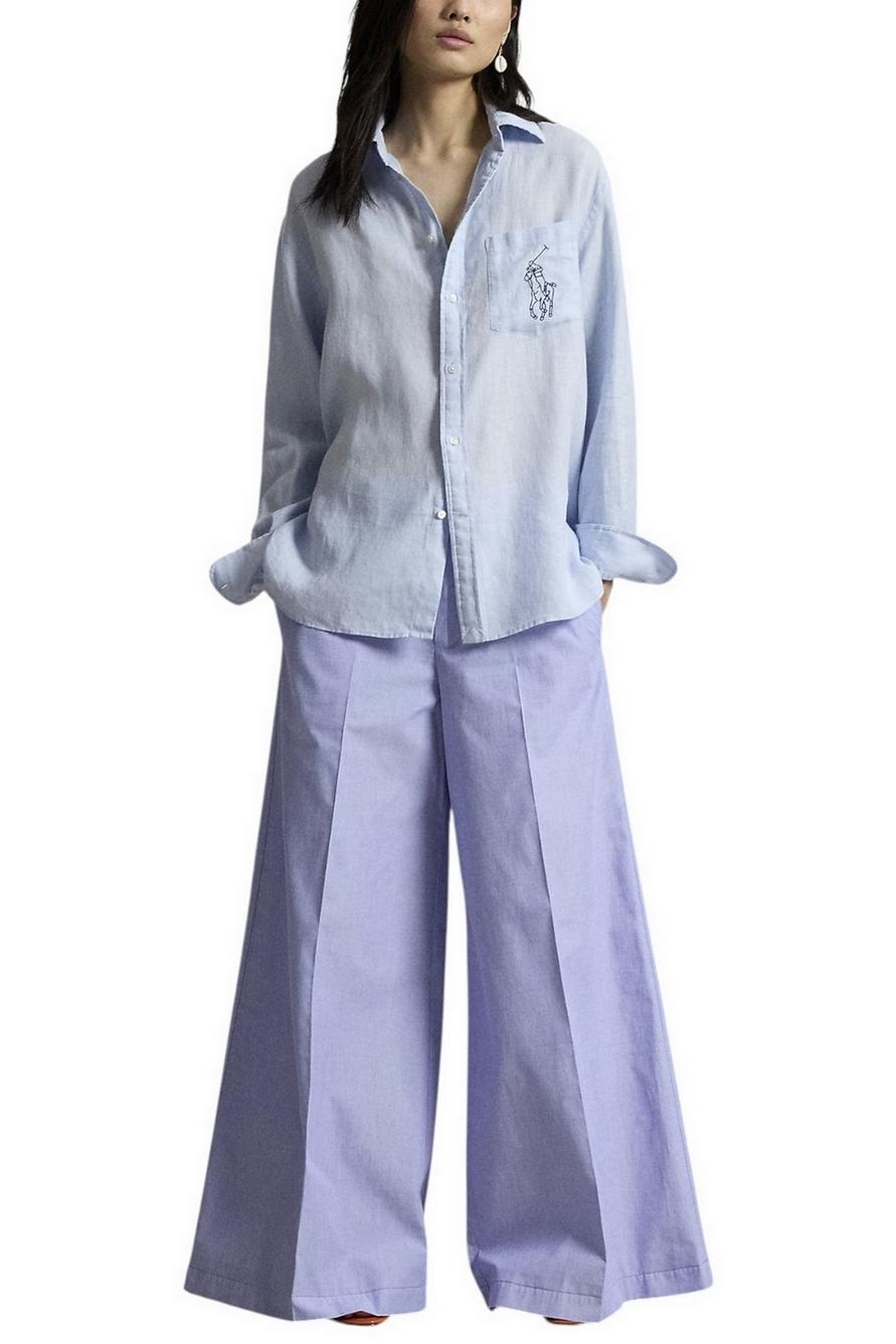 camicia donna con big pony azzurro