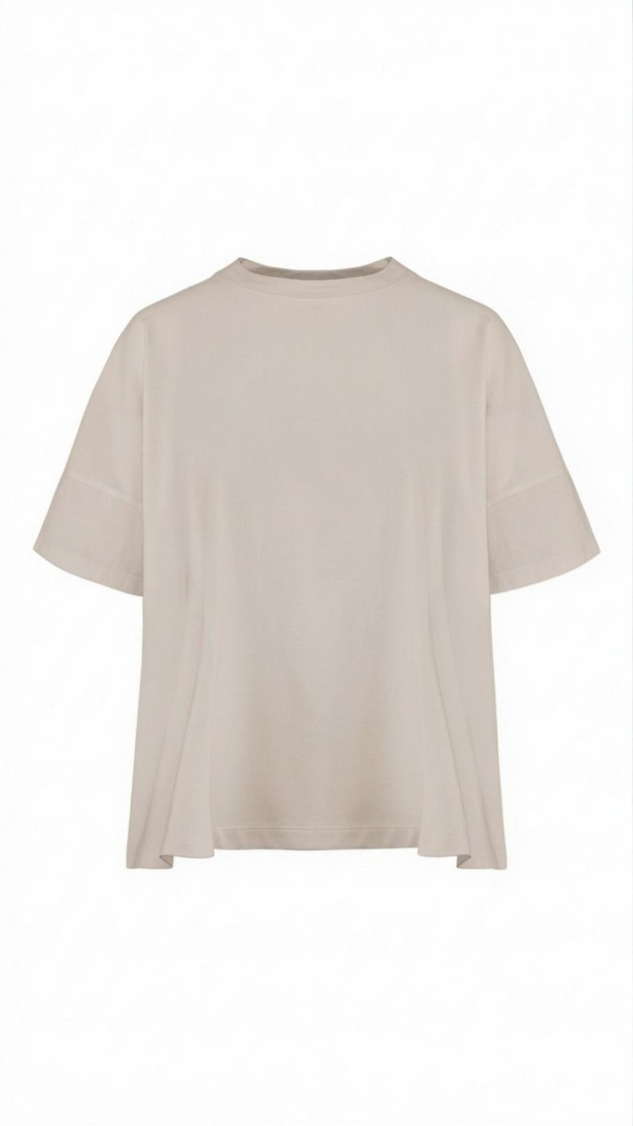 t-shirt donna mezza manica a scatola in cotone cipria