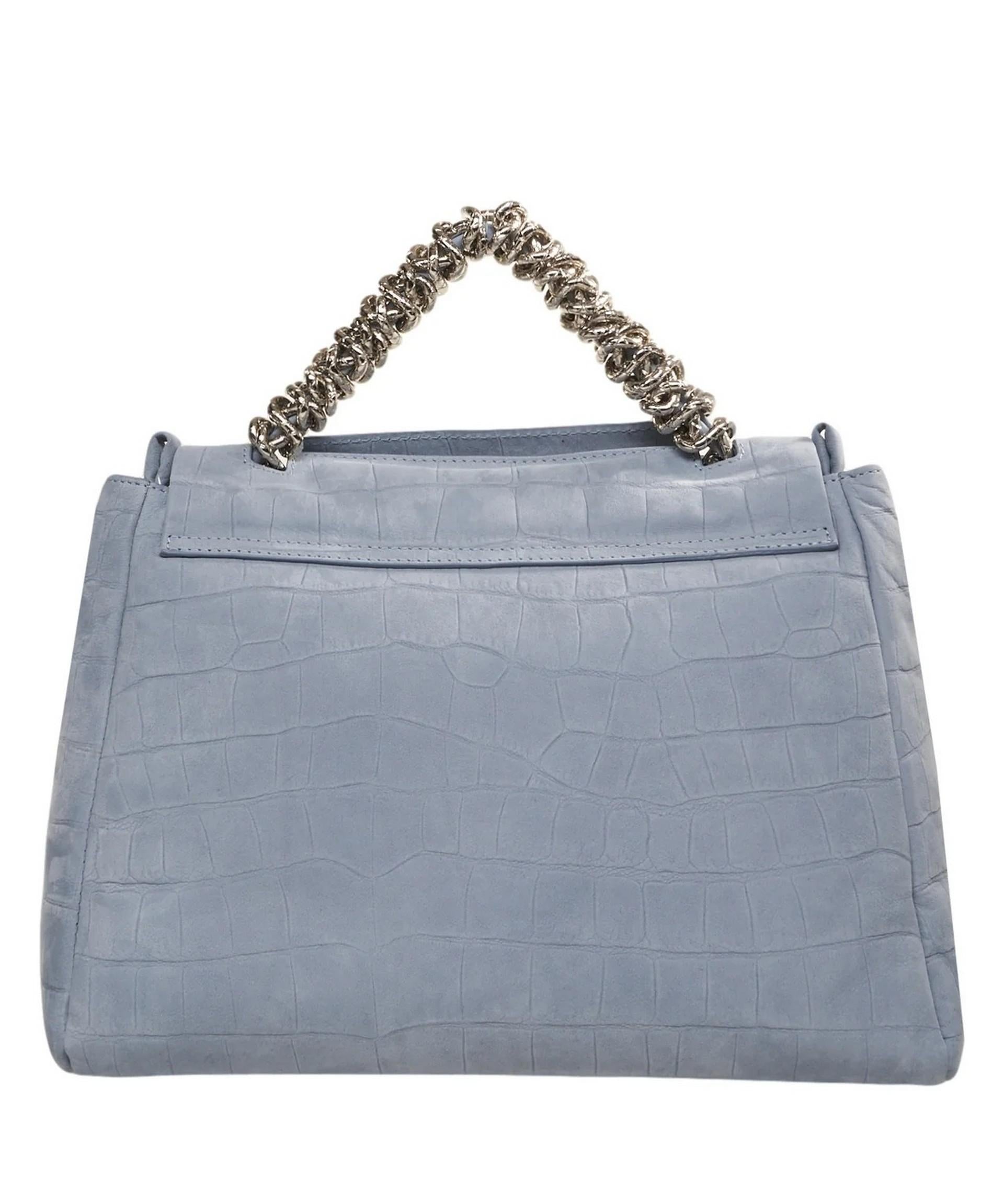 Borsa Sveva Twilight Mid in nabuk stampa cocco azzurro