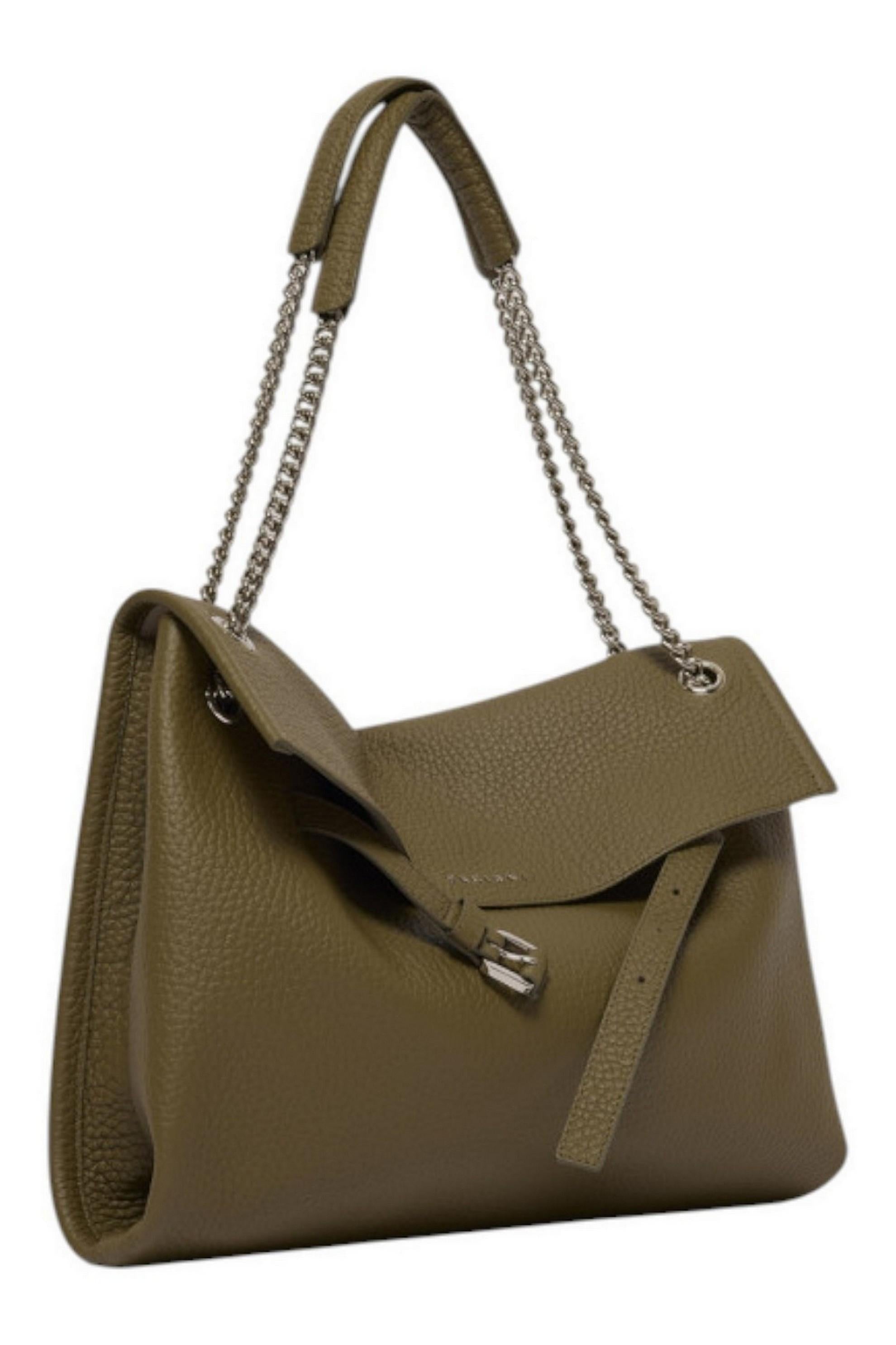 Borsa donna Venus Soft Midi in pelle martellata militare